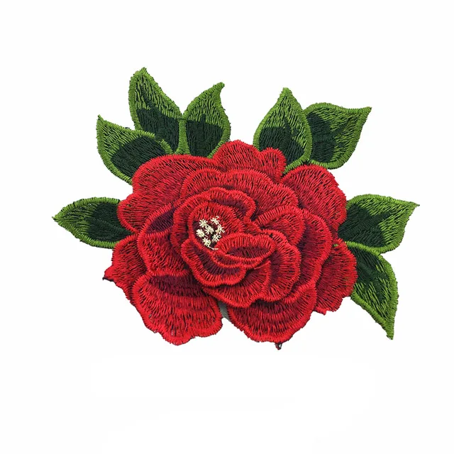 Роза цветы полиэстер вышивка патчи на ткань футболка Пресс пришить передачи для