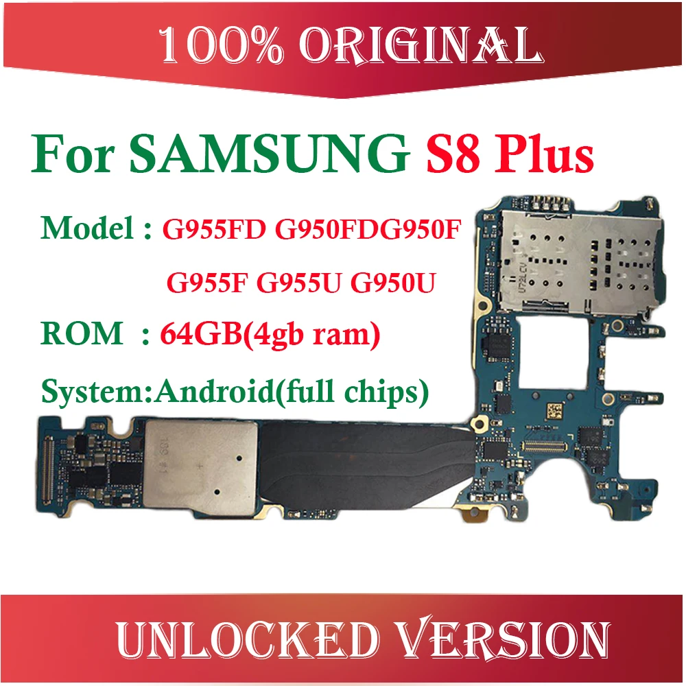 Оригинальная Разблокировка для samsung Galaxy S8 G950F материнская плата, версия ЕС для Galaxy S8 G955F G955FD G950FD G955U G950U логическая плата