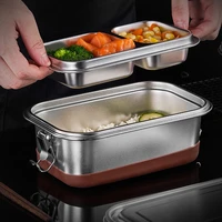 lunch box food grade stainless steel anti leak bento box strong tightness double layer metal lunch container with lock clips