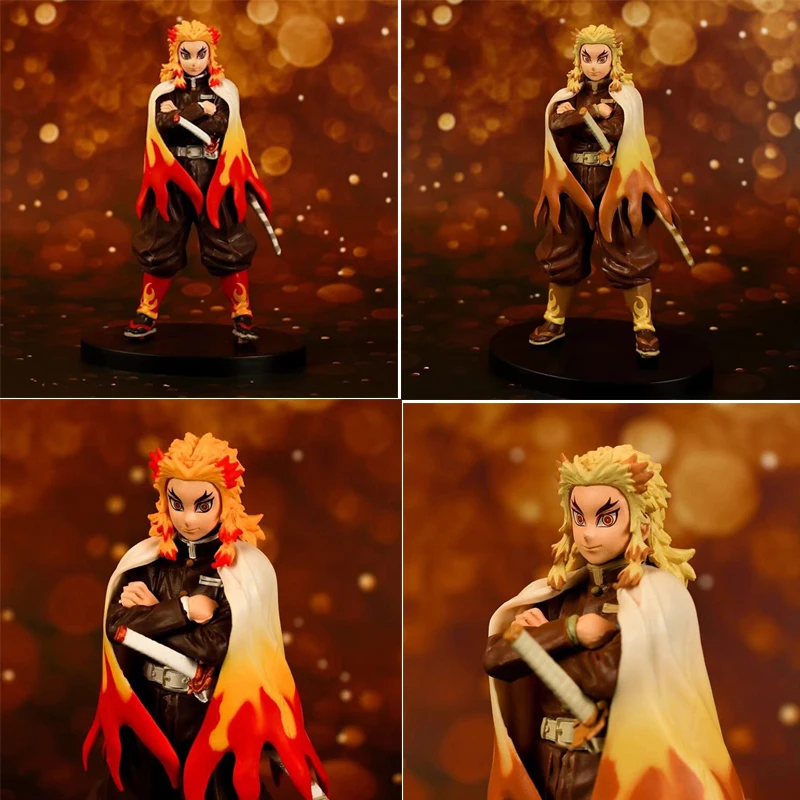 

17cm Anime Demon Slayer Rengoku Kyoujurou Action Figure Standing Posture Primary Color Heterochromia PVC Collections Model Toys