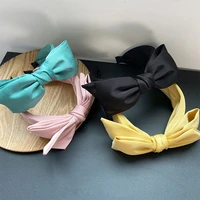 large bow headband solid color polyester cotton hair band for women autumn and winter new