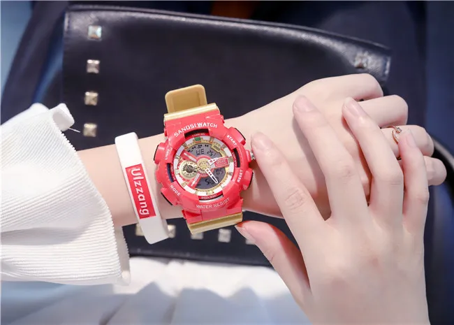 red gold Losida новые модные женские цифровые часы Автоматические водонепроницаемые Топ качество знаменитые часы армейские роскошные женские наручные часы Военные - Цвет: red gold