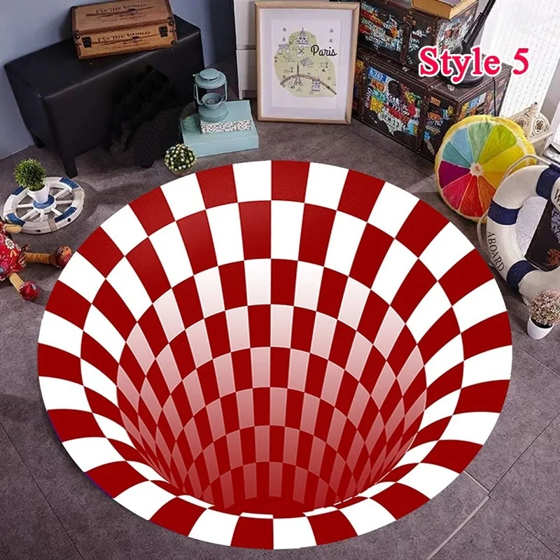 3D ковер нескользящий иллюзионный вихревой круглый коврик для спальни гостиной