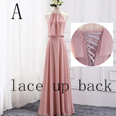 A lace up back Vestidos de festa vestido longo para casamento, новые шифоновые платья для подружек невесты, 10 стилей, большие размеры, недорогие платья для гостей, W4302 - Цвет: A lace up back