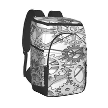 Refrigerator Bag Abstract Gears Pattern Soft Large Insulated Cooler Backpack Thermal Fridge Travel Beach Beer Bag
