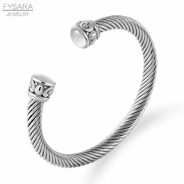 FYSARA Twisted Cable Wire Bangle Cuff Bracelets Classic Brand Jewelry for Women Men Wire Black Stackable Bracelets Designer Gift 3