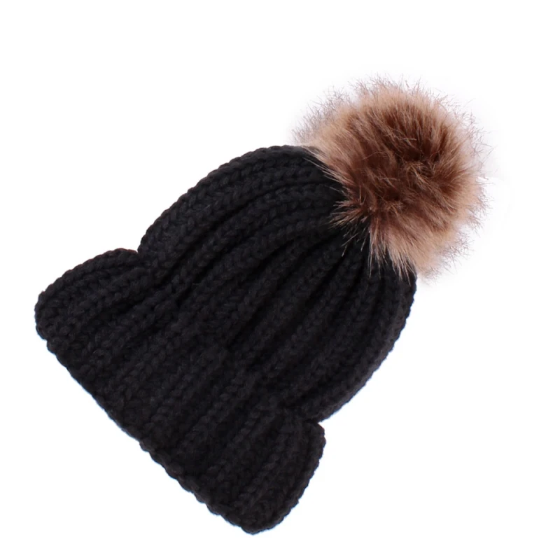 For Kids Hot Winter Newborn Cute Warm Girls Boys Baby Plush Ball Design Hats Knitted Hemming Caps Photography Props |