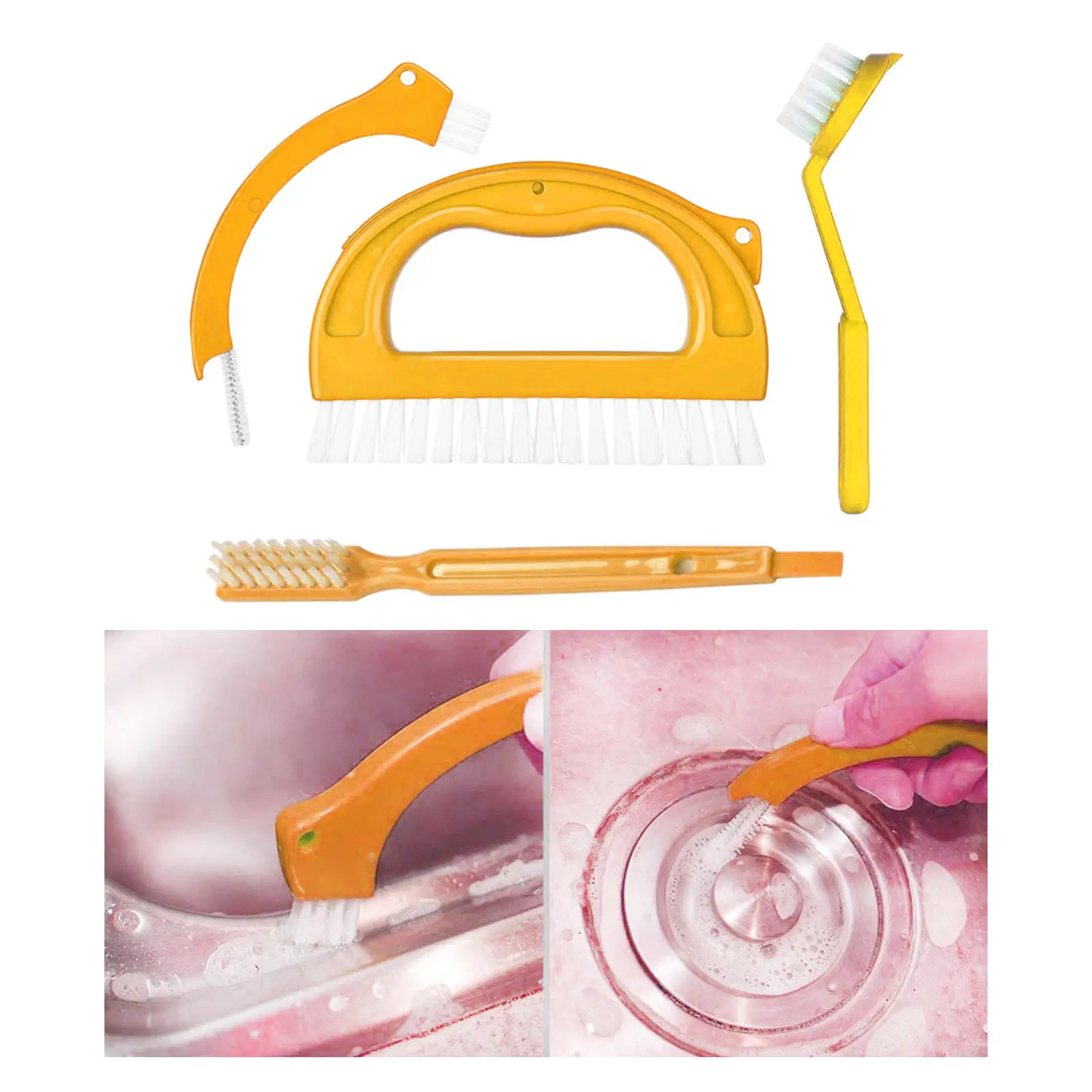 

Hand-Held Cleaning Brush ABS Plastic Pack of 4 Cleaning Tools Set Tile Lines Brush for Track Door Floor Lines Sliding Track Home