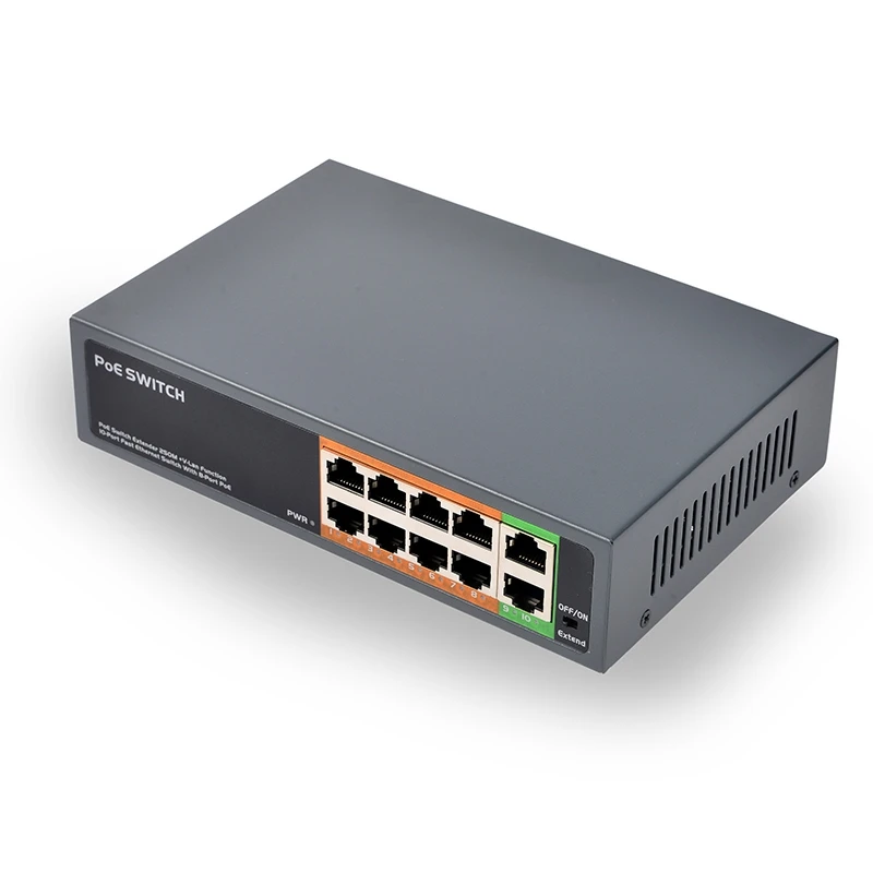 Коммутатор питания через ethernet PSE108EX V2.0 104W 8 Порты и разъёмы Poe плюс 2 канала связи с