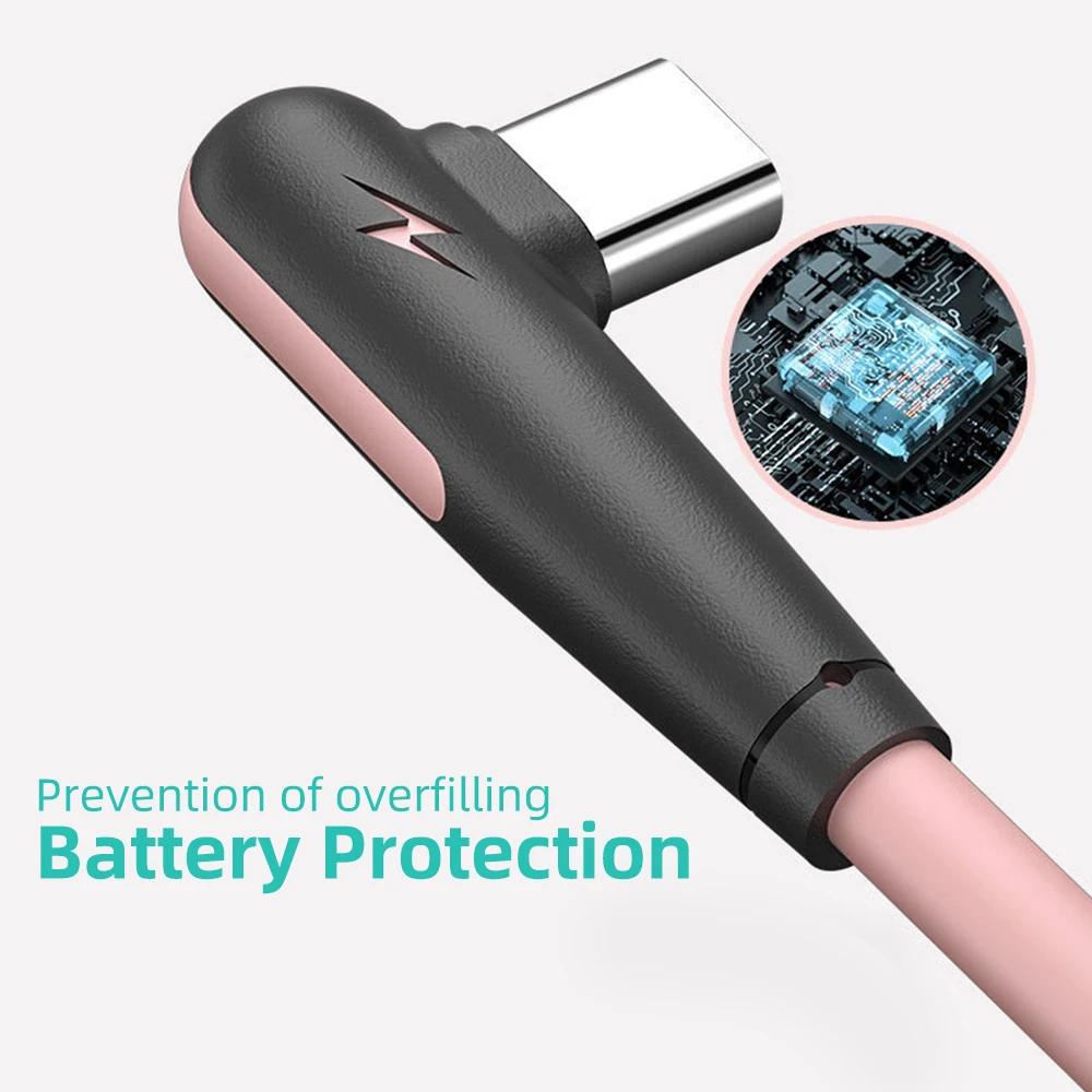 ANKNDO USB Type C кабель 90 градусов прямой жидкий TPE мягкий быстрое зарядное устройство