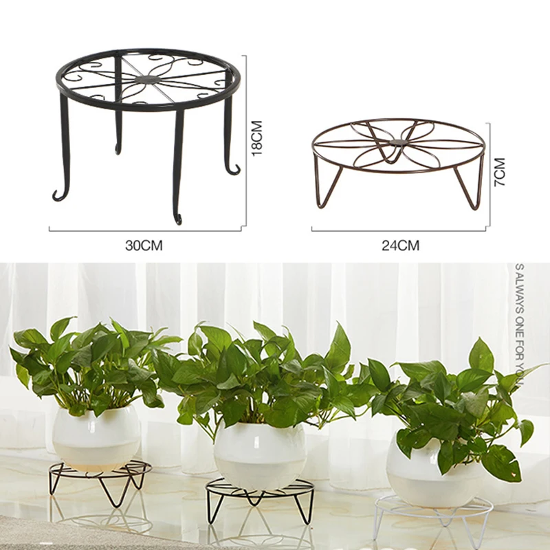 

Creative Round Wrought Iron Potted Stander Flower Shelf Flower Pot Holder Balcony Garden Basion Display Shelf Plant Stand Rack
