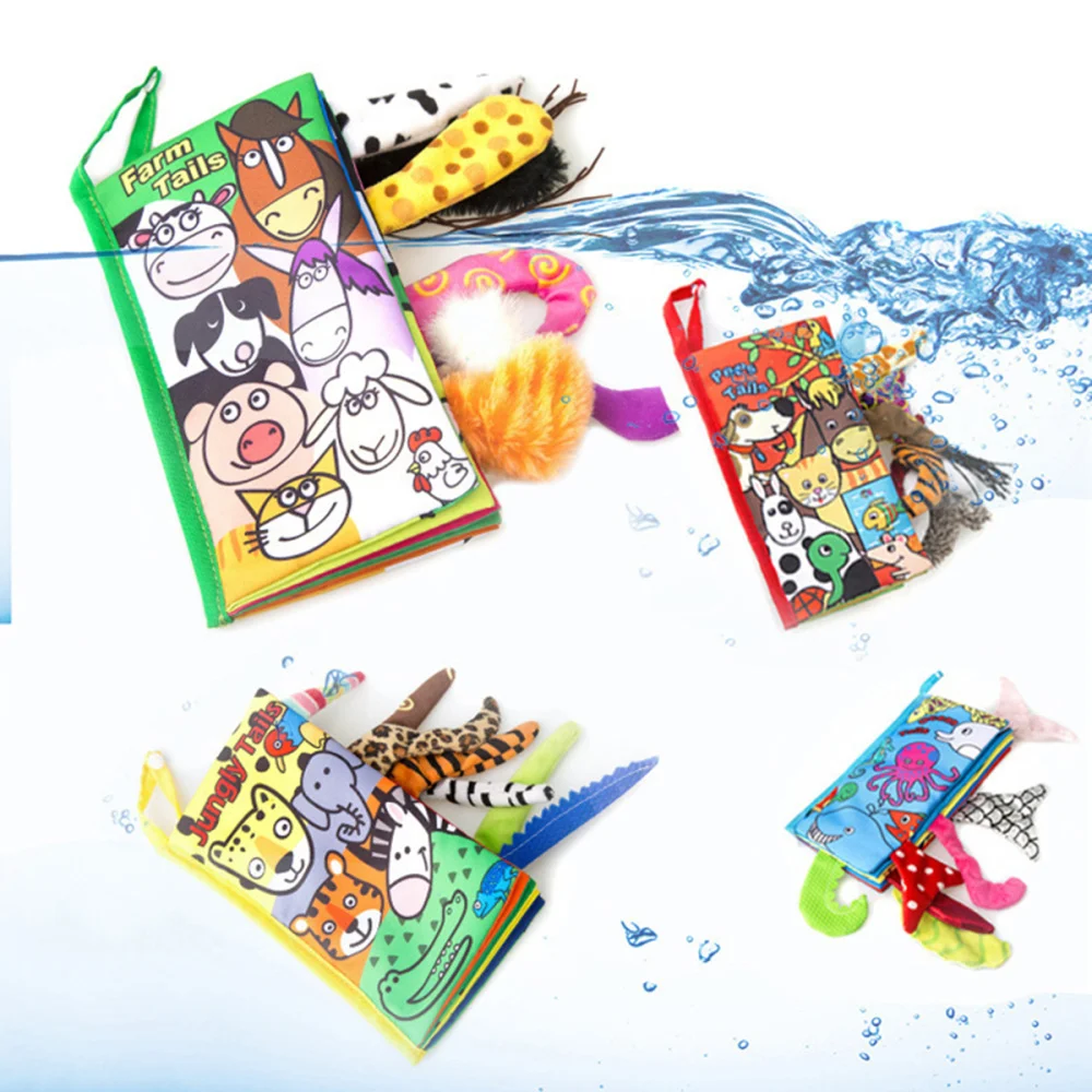 

Baby Early Childhood Education Toy Jungly Tails Cloth Book Baby Cognitive Palm Book Educational Preschool Learning Book