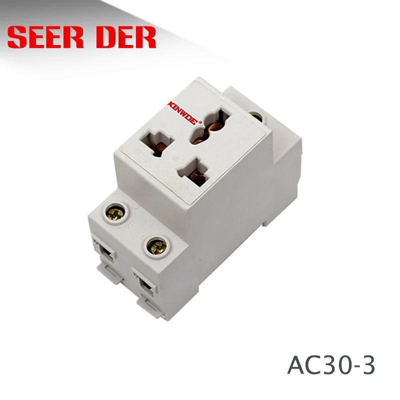 

3 PCS NOW AC30 Series 1P Single One 1 Pole US EU 2 Pin Plug 35mm DIN Rail Mount AC Power Modular Socket 10-16A 250V AC