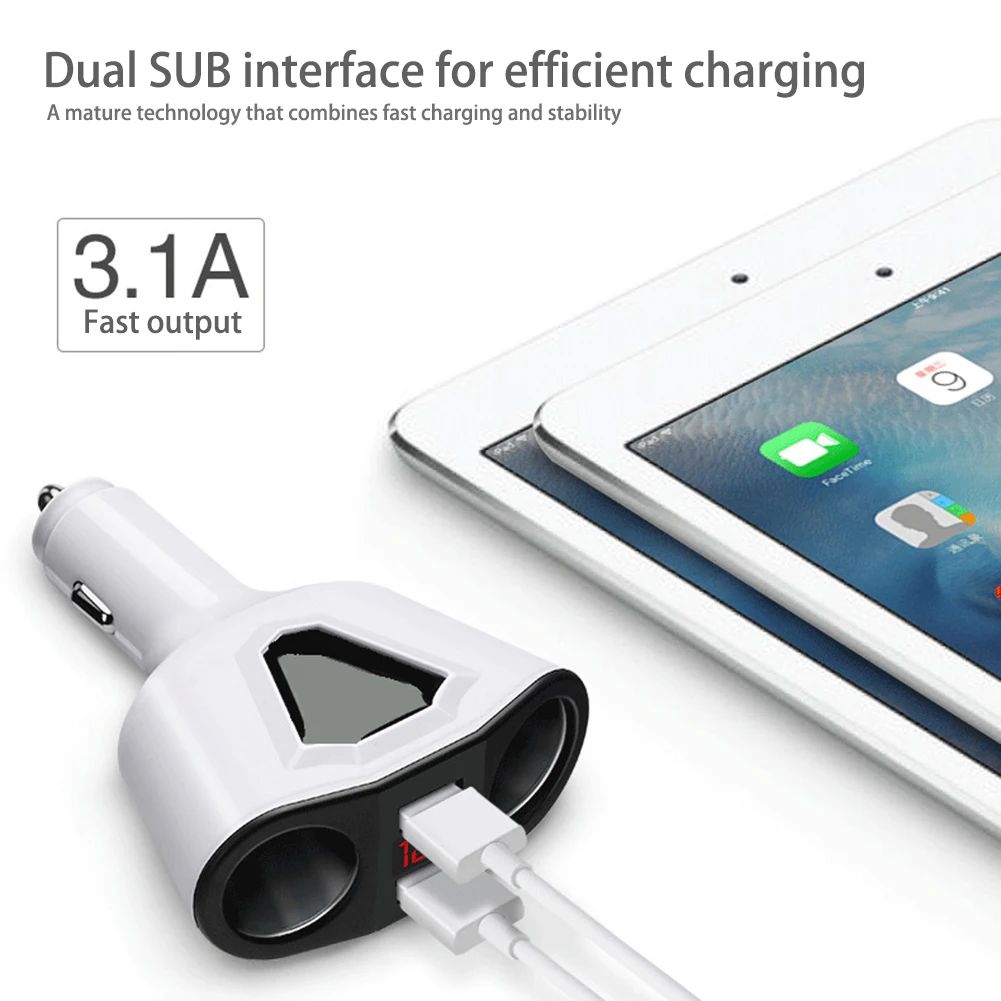 Автомобильное зарядное устройство с двумя USB портами 120 Вт|Зажигалка| |