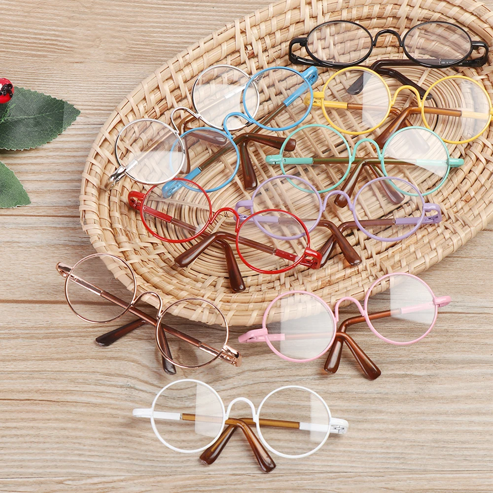 Fashion Mini Colorful Glasses for 12/18 Inch Dolls Metal Frame Eyeglass Miniature Doll Eyewear Classic Round Spectacles | Игрушки и