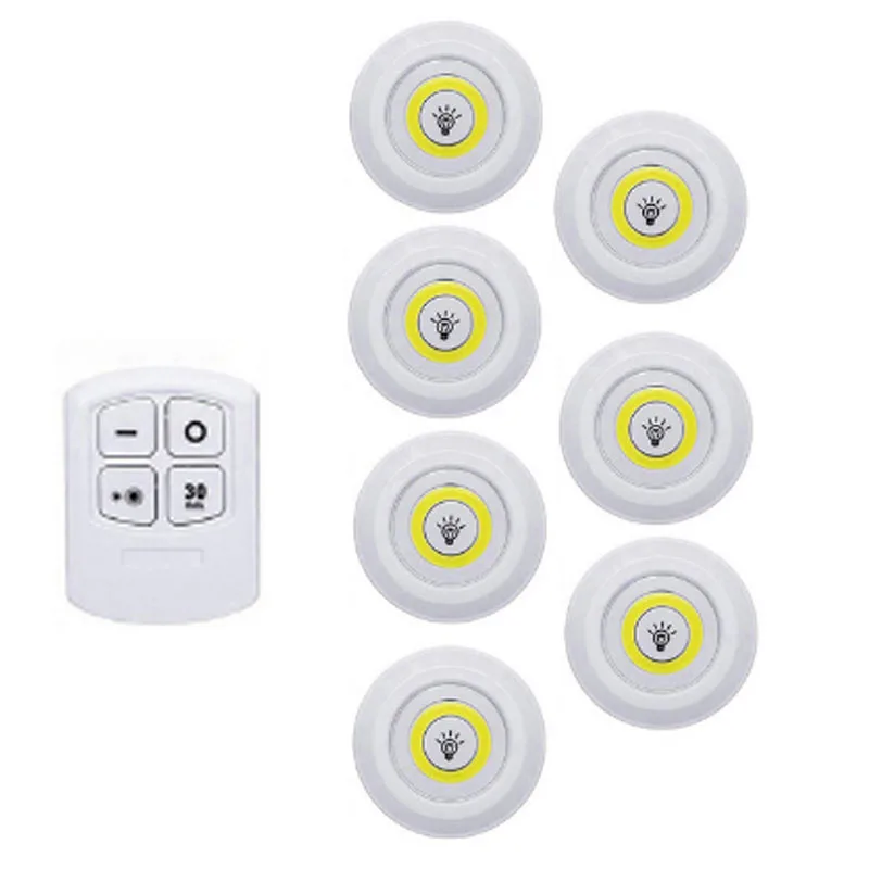 1Remote 7Lamp Затемнения светодиодный свет под кабинет с пультом дистанционного управления Управление Батарея батарейках светодиодный шкафы светильники для гардероб, спальня Ванная комната освещение - Цвет: 1Remote 7Lamp