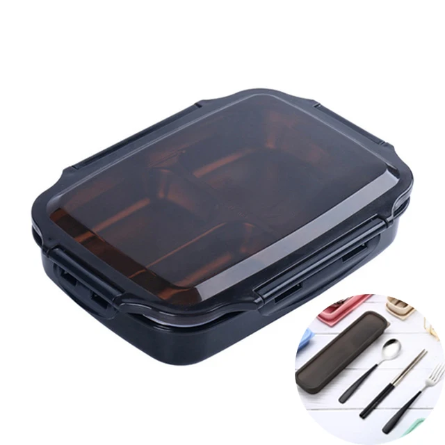 Black lunch box set ONEUP Ланч-бокс из нержавеющей стали Портативный для пикника, офиса, школы, еды, контейнер с отделениями, Microwavable термальный Bento box - Цвет: Black lunch box set