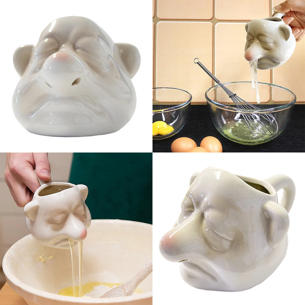 

Cartoon Nose Ceramic Egg Divider White Egg Yolk Separator Creative Egg Liquid Filter Baking Utensils Egg Holder Home Supply