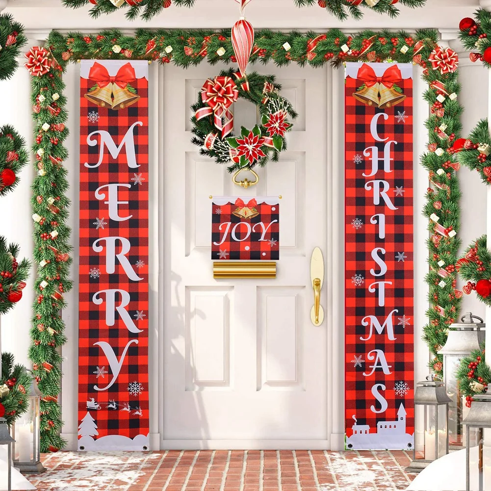 

Christmas Decorations Red Merry Christmas Porch Sign Xmas Hanging for Home door Banner Ornaments New Year Navidad Noel 2021