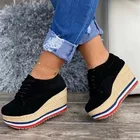 кроссовки женские кеды женские женская обувь туфли женские 2021 кросовки женские 2021 Женские Балетки Женские туфли на танкетке, со шнуровкой и подошвой из пеньковой веревки