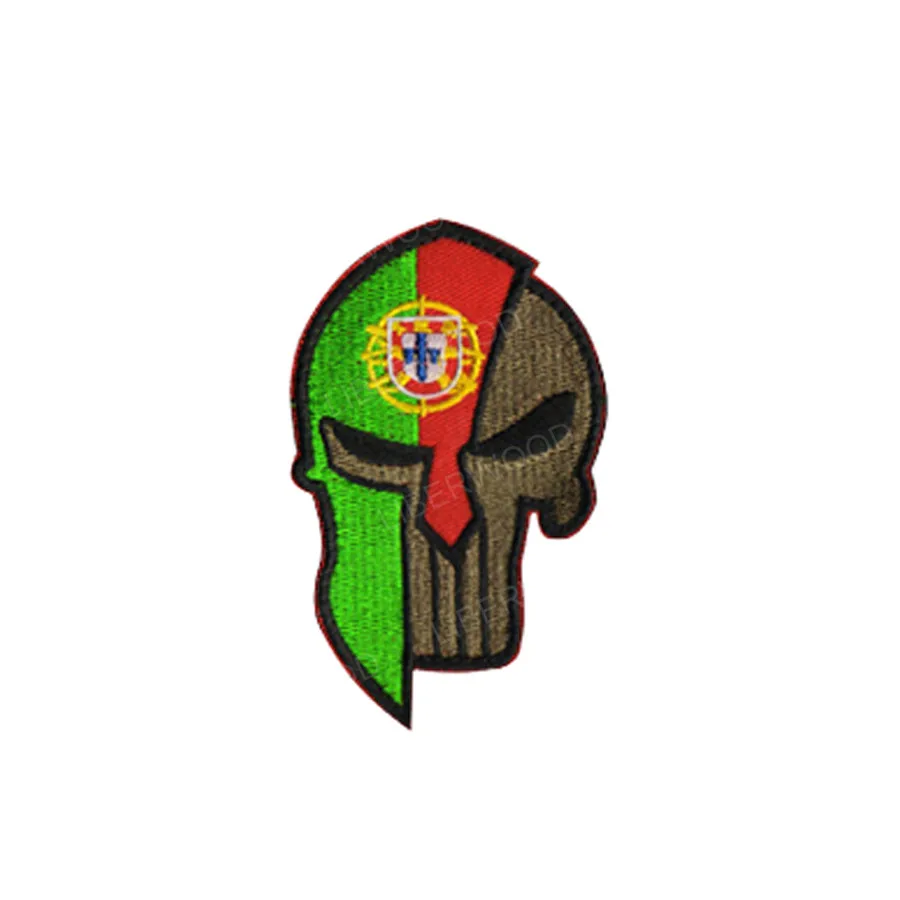 Portugal Spartan Каратель Спартанский череп шлем Россия Американский Израиль Канада Испанский Великобритания Чешский Немецкий флаг патч тактический боевой дух нашивки значки - Цвет: Portugal Spartan