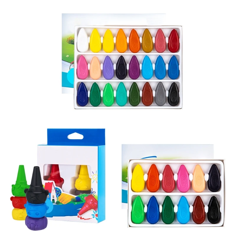 24 Colors Crayons Set Toddlers Non-Toxic Crayons Washable Paint Crayons Set for Learning Drawing Easter Gift for Kids