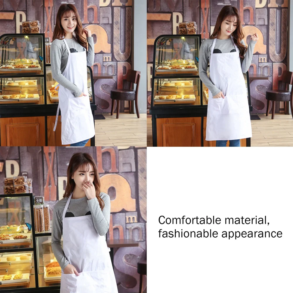 

ULTNICE Halter-neck Style Sleeveless Kitchen Cooking Apron with Pocket (White)