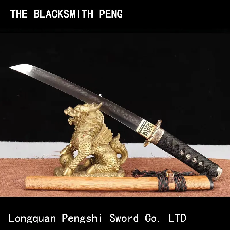 

Fine TC105 steel covered soil firing blade short knife Hand forged Japanese Katanas real hamon Chinese swords decoration Aatana