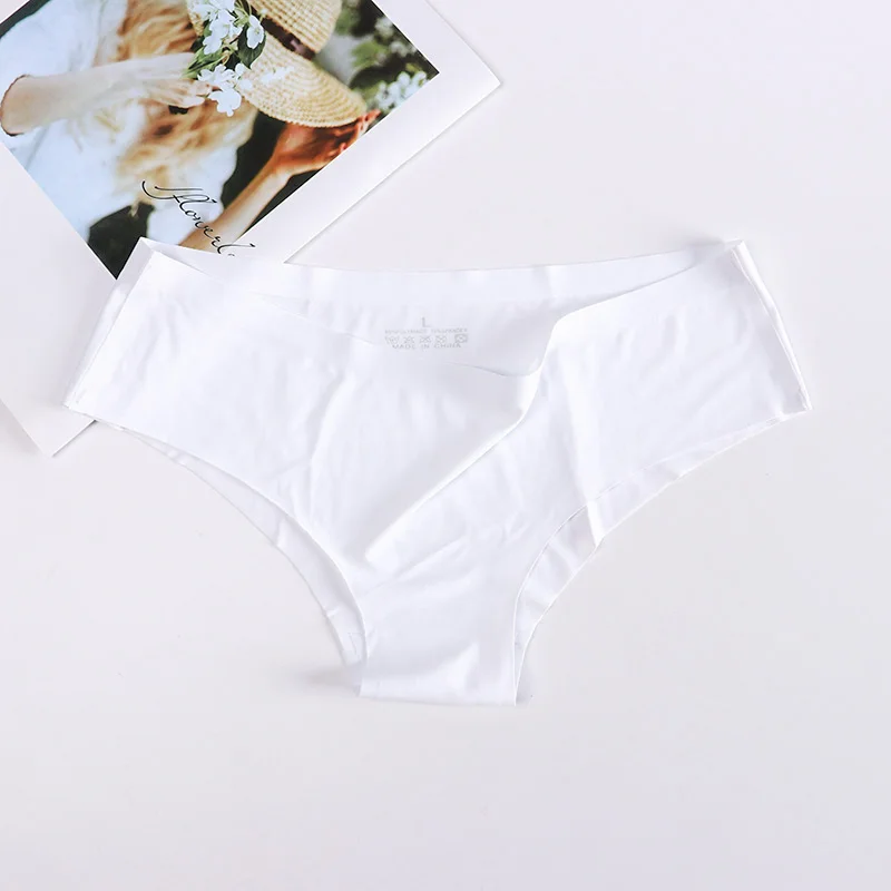 Женские шелковые бесшовные трусики цельные однотонные сексуальные для женщин