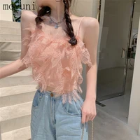 small sling womens beautiful back outer wear summer design sense slim fit short vest top korean fashion clothing aesthetic