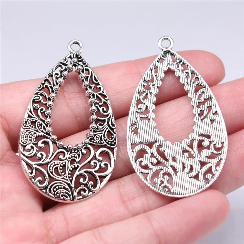 

4 шт. 52x30 мм Подвески в виде капель воды для сережек, античное посеребренное Ювелирное Украшение