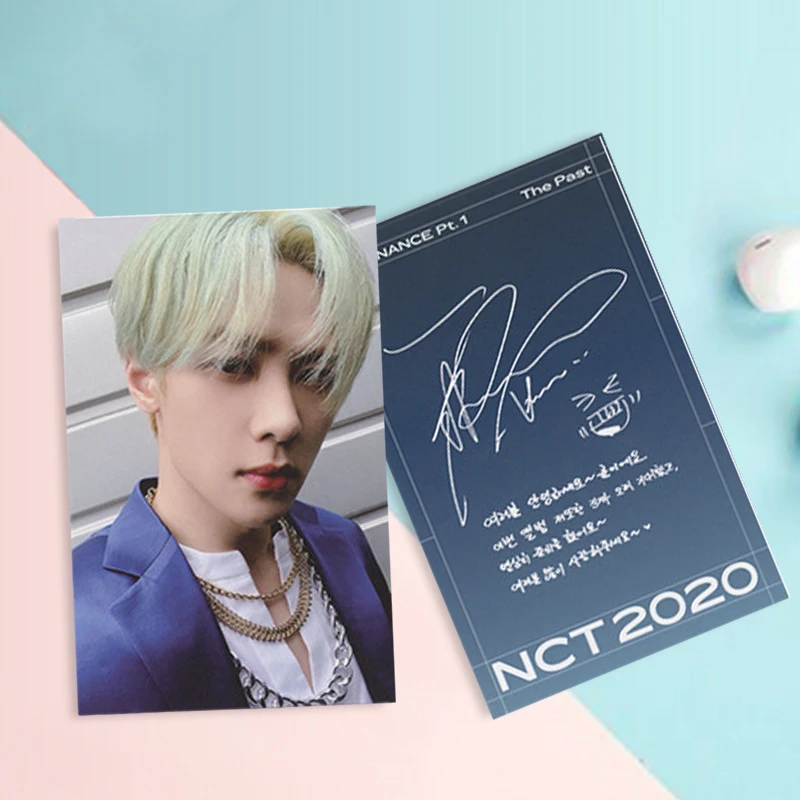 

Kpop NCT 2020 RESONANCE Pt. 1 LOMO Card Photocard The Same Self-made Signature Small Card Blue For Fans Collection Stationery