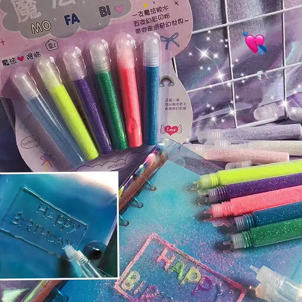 6 шт. DIY блестящие пышные ручки для рисования волшебная ручка-пузырек маркеры с