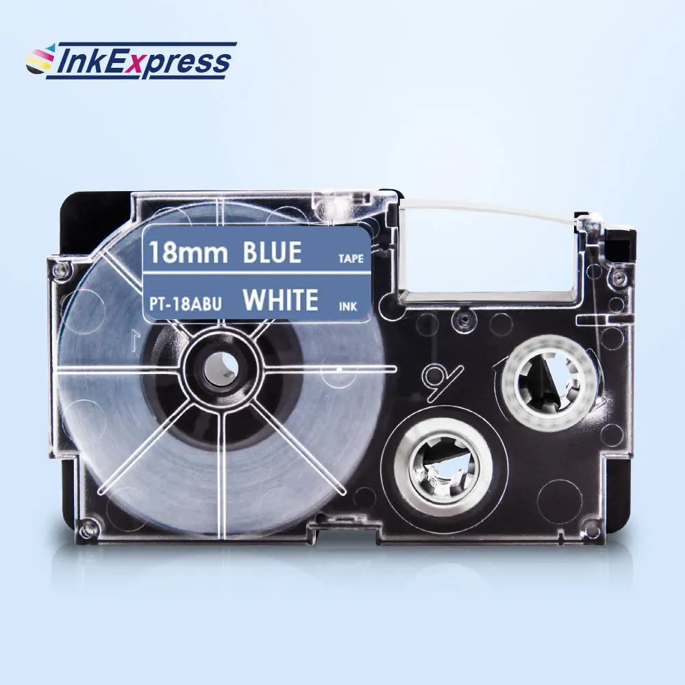 

18mm XR-18ABU Tape For CASIO Tape XR-18ABU Label White on Blue Tape Cartridge For CASIO Label Maker KL-120 KL-130 XR 12WE