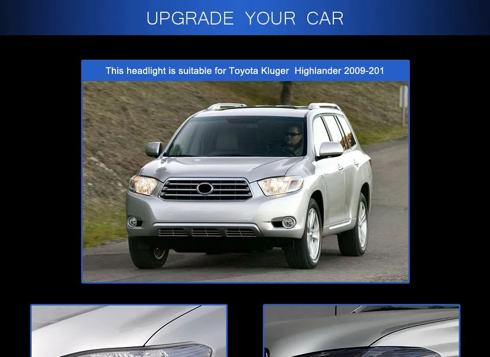 Головной фонарь для Toyota Highlander 2007-2011 фары Противотуманные фары Дневные ходовые огни DRL H7 светодиодный Биксеноновая лампа автомобильные аксессуары