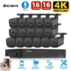 Система видеонаблюдения H.265, наружная камера безопасности, 16 каналов, POE, 8 Мп, NVR, 4K, запись звука, Набор цилиндрических IP-камер