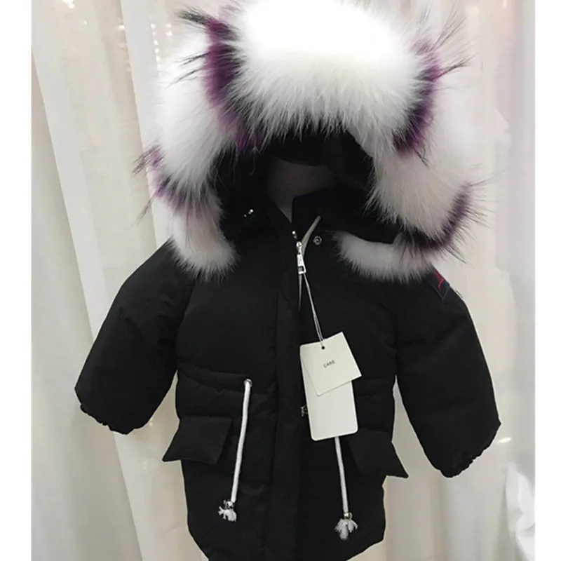 Детский длинный пуховик для мальчиков и девочек Толстая куртка на белом утином