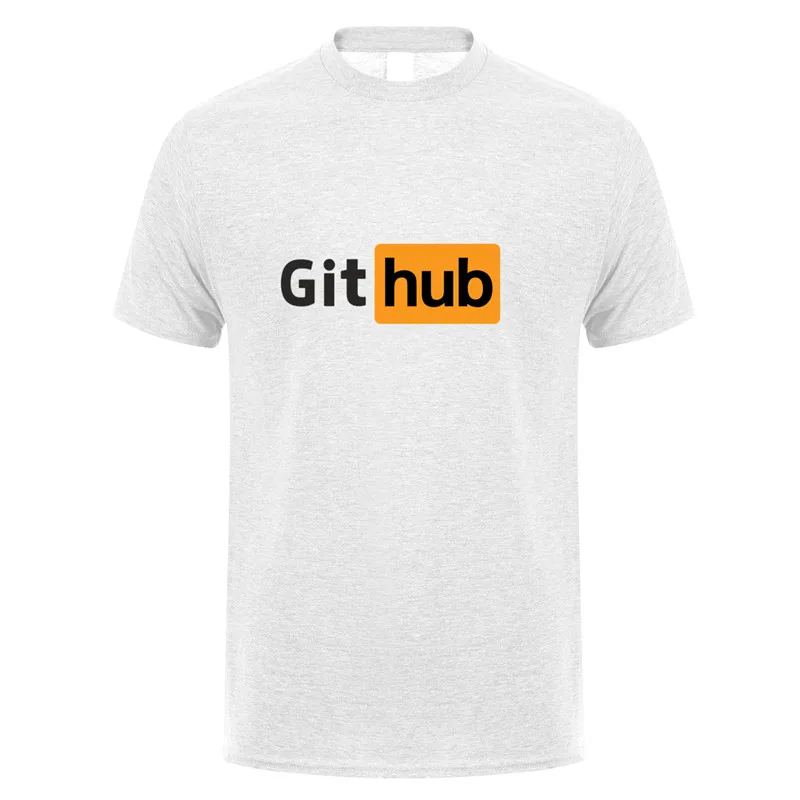 Забавный дизайн футболка Github хлопковая Футболка с круглым вырезом и короткими рукавами Мужская футболка LH-151 - Цвет: Ash Grey