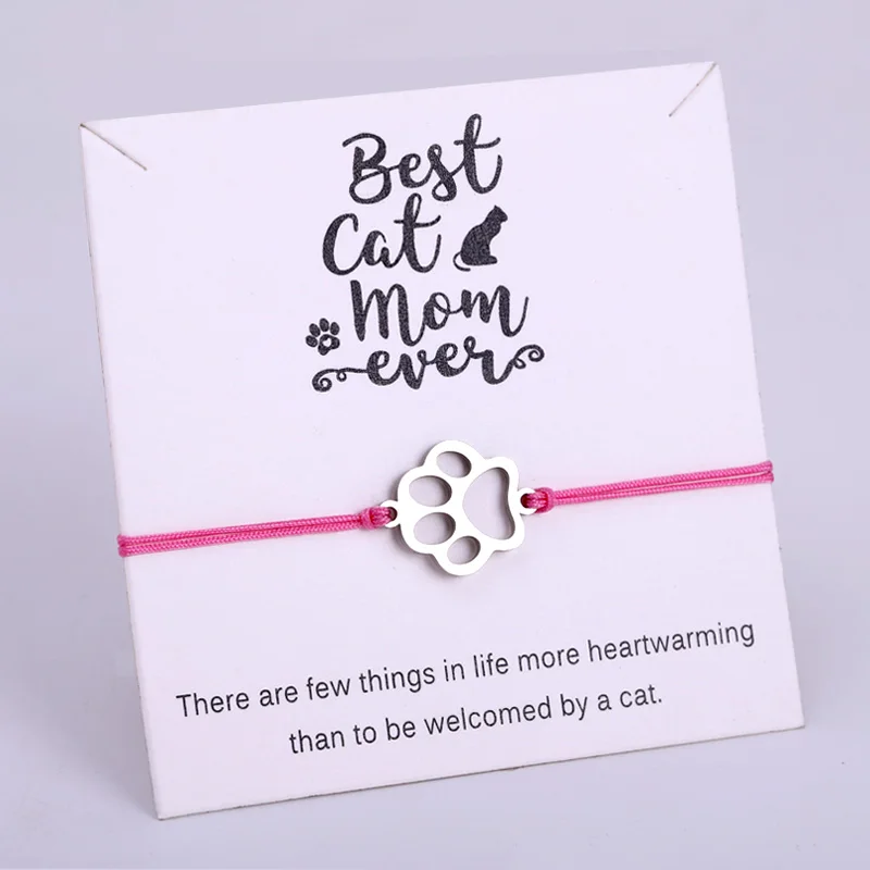 Очаровательные браслеты из нержавеющей стали с изображением кошки мамы лапы