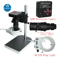 full hd 38mp vga industry video microscope camera 130x200x250x c mount len 56 led lights microscopio for mobile phone repair