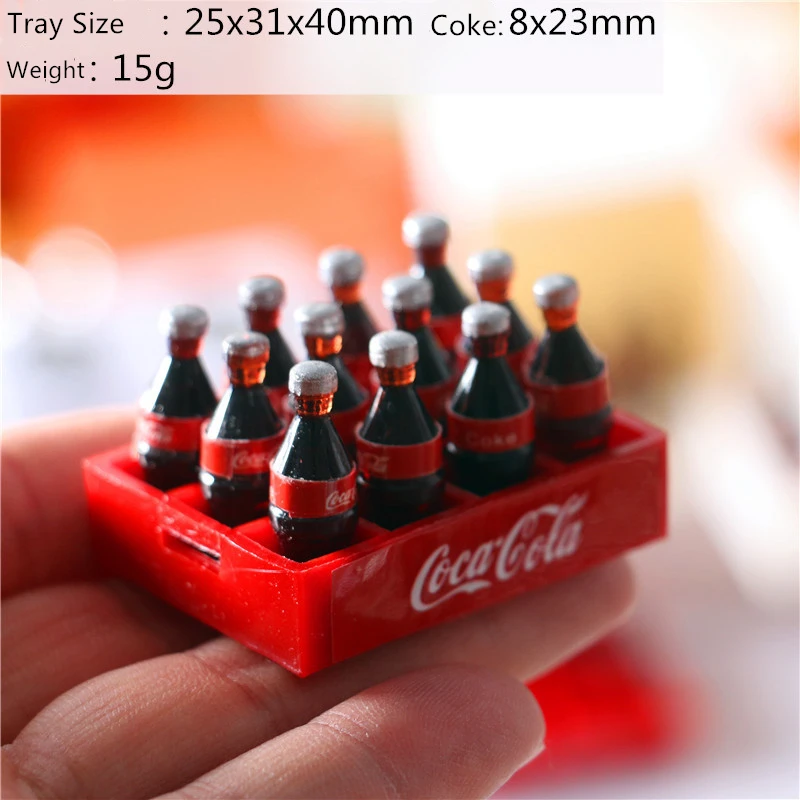 

Dollhouse Kitchen Decoration Accessories, 1/12 Dolls House A Dozen Soda Coke Drink with Tray