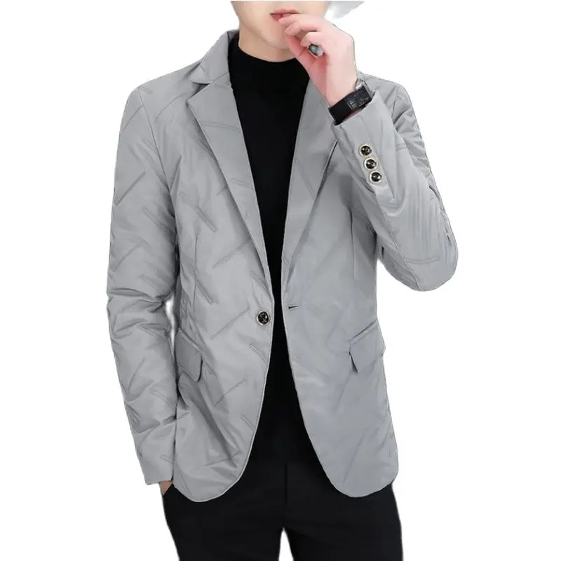 Blazer Men Autumn/Winter Men's Suit Fashion Jacket With Fleece And Thick Solid Color Button Door Pocket Trim Inthree ColorsM-3XL | Мужская
