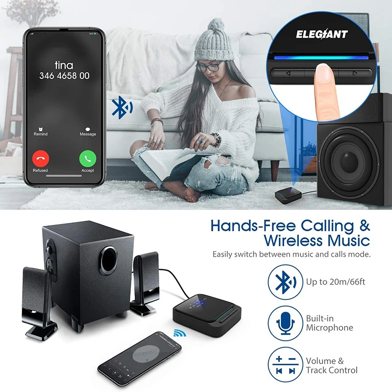 

Bluetooth 5.0 o Adapter Transmitter Receiver for TV Laptop Stereo System Headphones Speaker