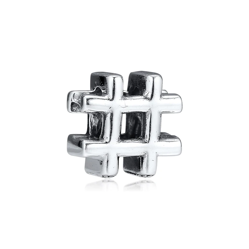 

2019 New Autumn Hashtag Symbol Charms 925 sterling Silver beads fit bead Bracelets Necklaces charm DIY for women fine Jewelry