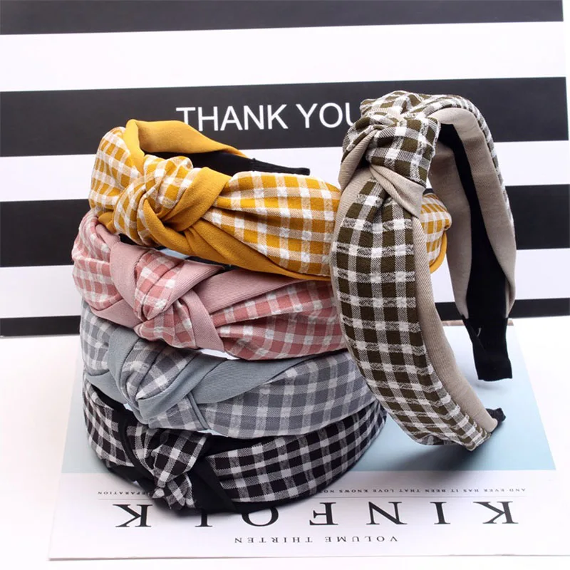 

Q Grid Colors Elegant 1PC Patchwork Women Hairbands Wide Hoop Headband Girls Hair Holder Head Jewelry Hair Accessries