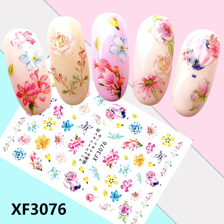 XF3076 Цветочные узоры! Лак для ногтей задний клей деколь декорации дизайн ногтей стикер для ногтей Советы красоты - Цвет: XF3076