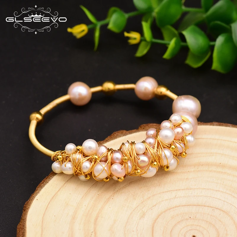 Женский двухслойный браслет GLSEEVO ручной работы с натуральным жемчугом подарок на