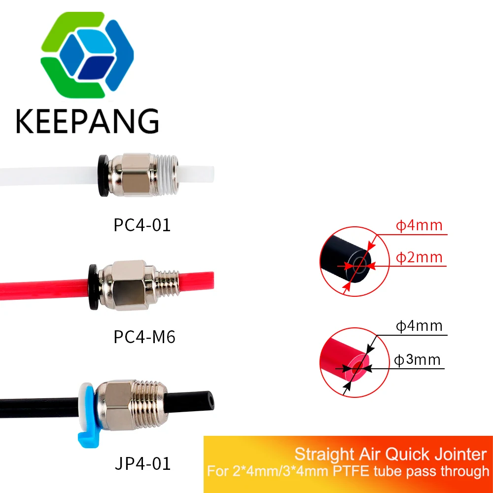 

10pcs PC4-01 Straight Air Quick Jointer Coupler Pneumatic Connectors Pipe Feeding For V6 Direct Boden Remote Extruder PTFE Tube