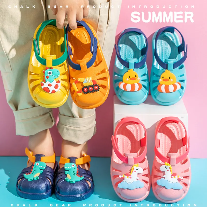 

Unicorn Sandals For Girl Rainbow Horse Shoes Summer Toddler Dinosaur Boy Kids Outdoor Baby Slippers PVC Cartoon Children Sandals