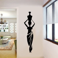 african woman girl vinyl wall stickers living room africa culture dance style pitcher vase wall decal home decor pattern